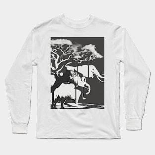 Elephant Shadow Silhouette Anime Style Collection No. 129 Long Sleeve T-Shirt